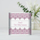 Pink Lace Girls Erste Kommune Einladung (Stehend Vorderseite)