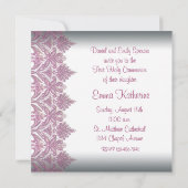 Pink Lace Girls Erste Kommune Einladung (Rückseite)