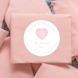 Pink Lace Heart Love & Thanks Supporting Business Runder Aufkleber