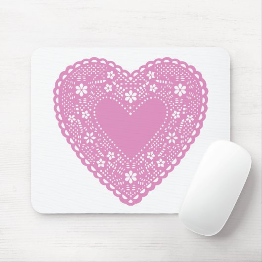 Pink Lace Heart Mousepad (Mit Mouse)