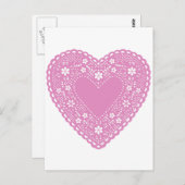Pink Lace Heart Postkarte (Vorne/Hinten)