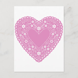 Pink Lace Heart Postkarte