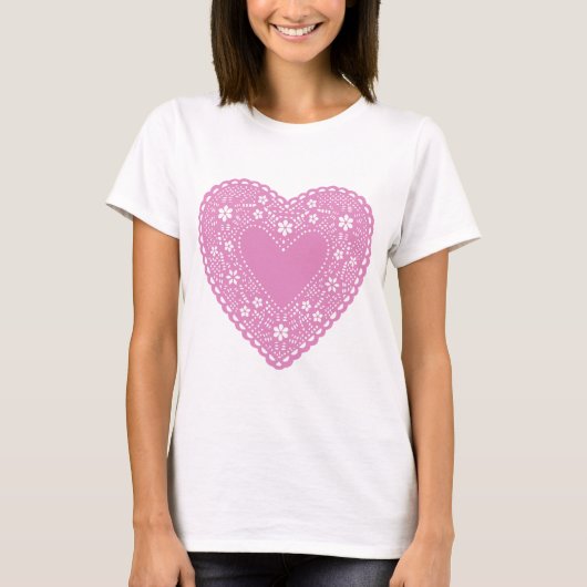 Pink Lace Heart T-Shirt (Vorderseite)