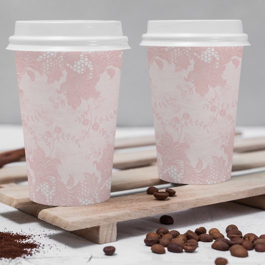 Pink Lace Kaffee Bar Paper Cups Pappbecher