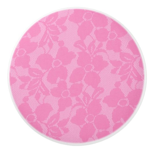 Pink Lace Lacy Floral Lingerie Drage Dresser Keramikknauf (Vorderseite)