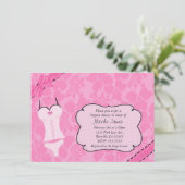 Pink Lace Lingerie Brautparty Bachelorette Einladung (Stehend Vorderseite)