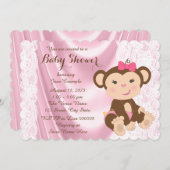 Pink Lace Monkey Baby Girl Dusche Einladung (Vorne/Hinten)