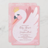 Pink Lace Swan Princess Baby Dusche Einladung (Vorne/Hinten)