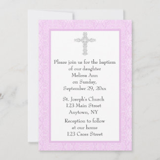 Pink Lace Taufe Christening Einladung