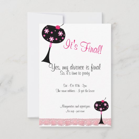 Pink Lace und eine große Party Einladung zur Essen (Vorderseite)