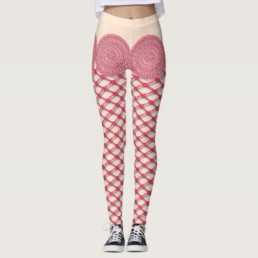 Pink Lace und Fishnet Leggings (Vorderseite)