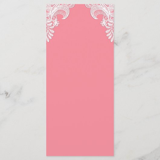 Pink Lace Wedding Menu Menükarte (Rückseite)