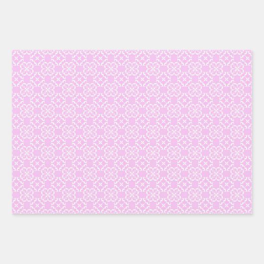 Pink Lace & White Floral Lattice Pattern Geschenkpapier Set (Vorderseite 3)
