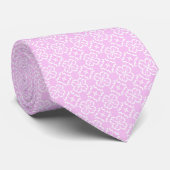 Pink Lace & White Floral Lattice Pattern Krawatte (Gerollt)