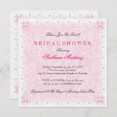 Pink Lace & White Pearls Brautparty Einladung (Vorne/Hinten)