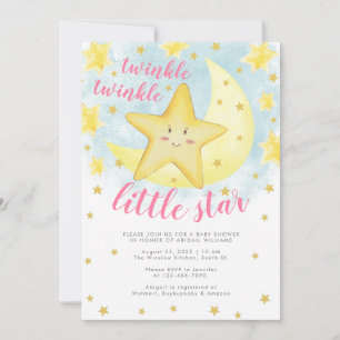 Pink Lächeln Gold Twinkle Little Star Baby Dusche Einladung