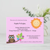 Pink-Lächeln-Sonnenschein und Schüssel Babydusche  Einladung (Stehend Vorderseite)