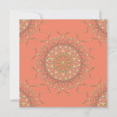 Pink Lachs & Gold Filigree Mandala mit Diamanten Karte (Vorderseite)