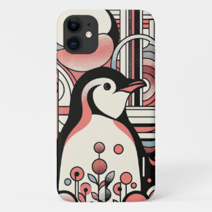 Pink Lachs Pinguin Kunst in Geometrie Retro Pastel Case-Mate iPhone Hülle