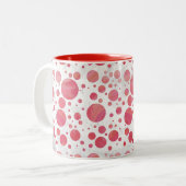 Pink Lachs Swirt Dot Pattern Zweifarbige Tasse (Vorderseite Links)