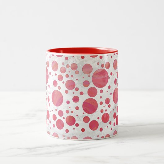 Pink Lachs Swirt Dot Pattern Zweifarbige Tasse (Mittel)