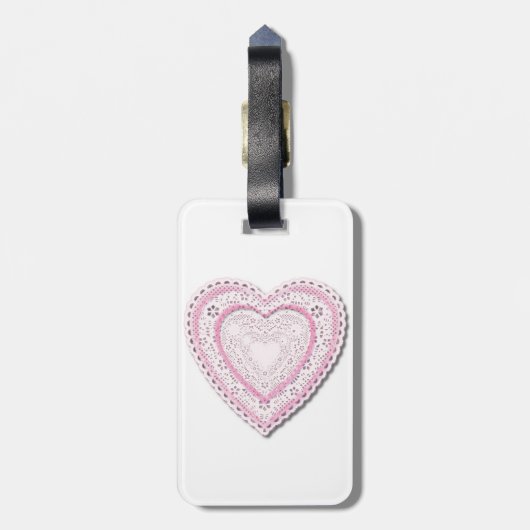 Pink Lacke Herz Gepäckanhänger (Rückseite vertikal)