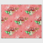 Pink Lady Bug and Mushroom Pattern Geschenkpapier (Flach)