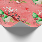 Pink Lady Bug and Mushroom Pattern Geschenkpapier (Ecke)