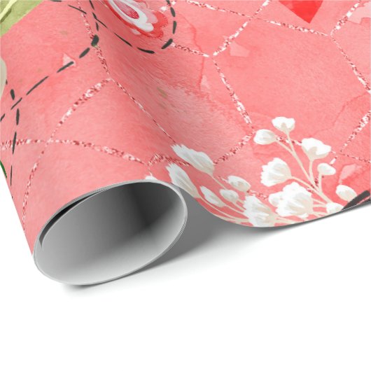 Pink Lady Bug and Mushroom Pattern Geschenkpapier (Rolleneckpunkt)