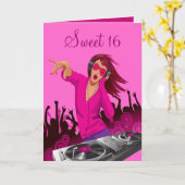 Pink Lady DJ Sweet 16 Karte (Gelbe Blume)
