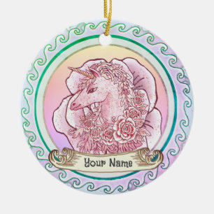 Pink Lady Einhorn Keramik Ornament