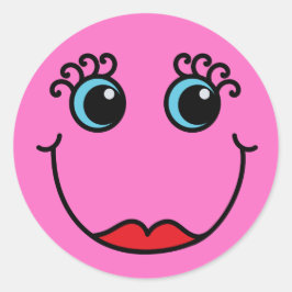 Pink Lady Face Runder Aufkleber