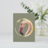 Pink Lady | Flamingo Bird Wasserfarbe Illustration Postkarte (Stehend Vorderseite)