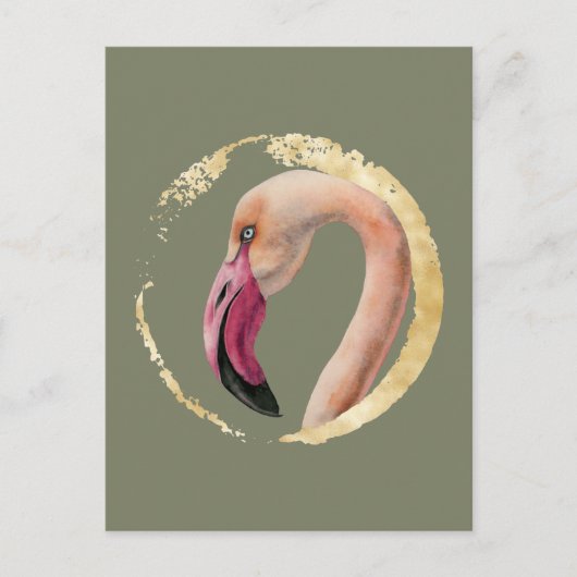 Pink Lady | Flamingo Bird Wasserfarbe Illustration Postkarte (Vorderseite)