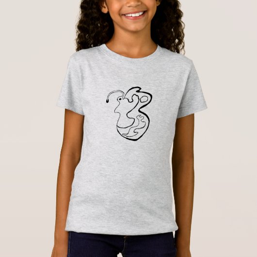 Pink Lady Flutterfly B&W Doodle T - Shirt (Vorderseite)