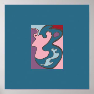 Pink Lady Flutterfly Mini Print mit doppelter Gren Poster