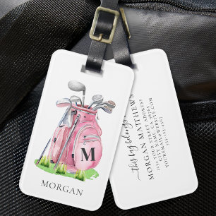 Pink Lady Golfer Monogram Gepäckanhänger