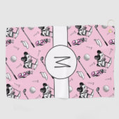 Pink Lady Golfer Stilvoll Moderne Custom Initial Golfhandtuch (Horizontal)
