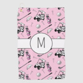 Pink Lady Golfer Stilvoll Moderne Custom Initial Golfhandtuch (Vorderseite)