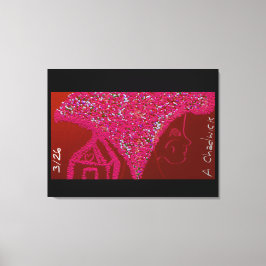 Pink Lady mit ihrem Giebeldach-Herz Leinwanddruck