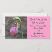Pink Lady Slipper Blues Hochzeit retten das Datum Save The Date (Vorderseite)