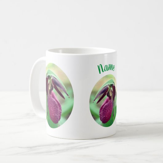 Pink Lady Slipper Blume Personalisiert Kaffeetasse (Vorderseite Links)