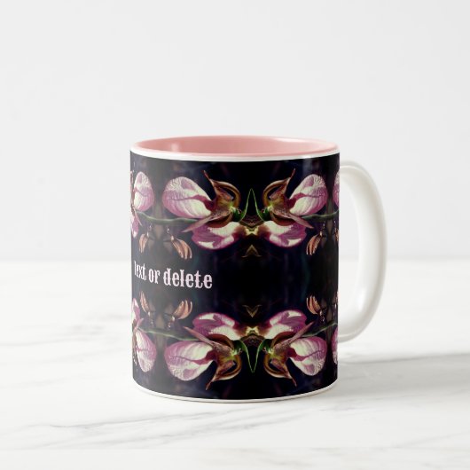 Pink Lady Slipper Orchid Abstrakt Personalisiert Zweifarbige Tasse (VorderseiteRechts)