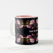 Pink Lady Slipper Orchid Abstrakt Personalisiert Zweifarbige Tasse (Vorderseite Links)
