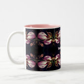 Pink Lady Slipper Orchid Abstrakt Personalisiert Zweifarbige Tasse (Links)