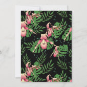 Pink Lady Slipper Orchid Black Wedding Einladung (Rückseite)