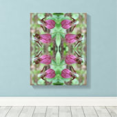 Pink Lady Slipper Orchid Blume Pair Abstrakt Leinwanddruck (Insitu (Holzboden))
