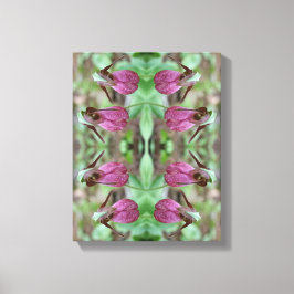 Pink Lady Slipper Orchid Blume Pair Abstrakt Leinwanddruck