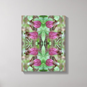 Pink Lady Slipper Orchid Blume Pair Abstrakt Leinwanddruck