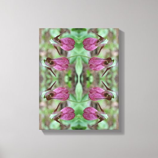 Pink Lady Slipper Orchid Blume Pair Abstrakt Leinwanddruck (Vorderseite)